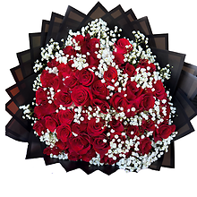 50 Roses with Baby Breath