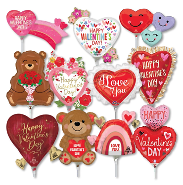 14\" MiniShape Valentines Stick Balloon