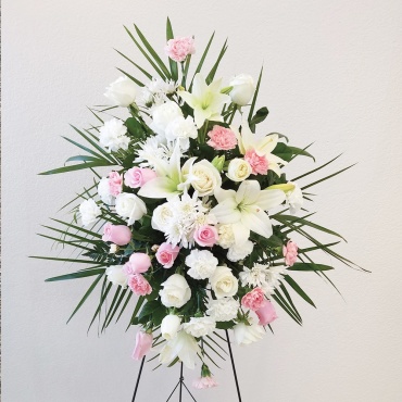 Funeral Spray &#8211; White &#038; Pink Flowers