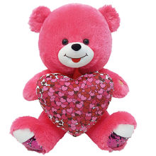 16\" Hot Pink Sequin Bear