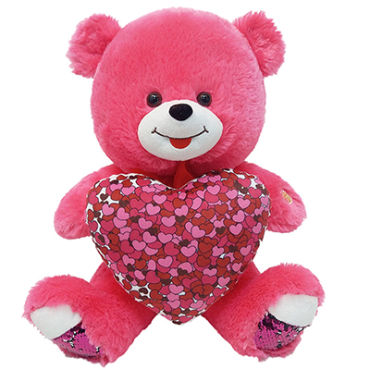 16\" Hot Pink Sequin Bear