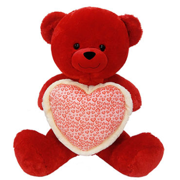 42\" Cherry Red Bear With Heart