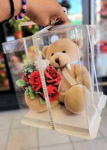 Bear with Red Bouquet