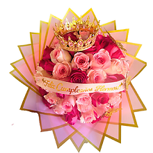 50 Pink Roses w/crown & Ribbon