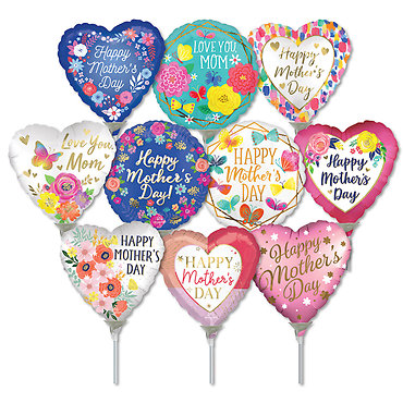 8\" Assorted Mothers Day Stick Balloon