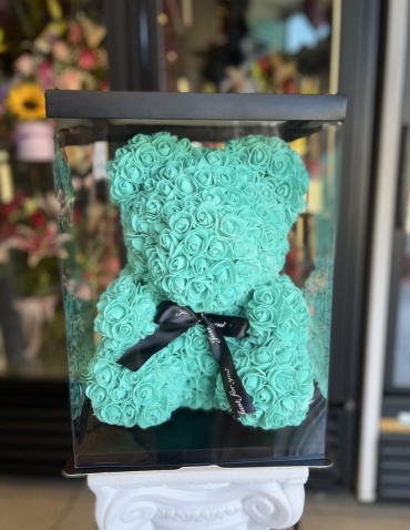 M-Teal Rose Bear