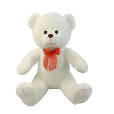 18\" White Bear With Ribbon