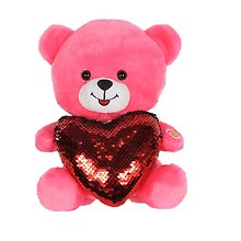 10\" Pink Bear Sequin Heart