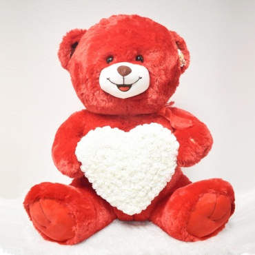 35&#8221; Red White Heart Rose Teddy Bear&nbsp;