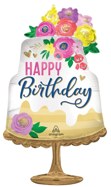 Birthday Floral Cake Jumbo Balloon