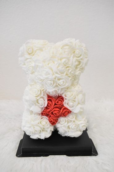 S-Heart White Rose Bear