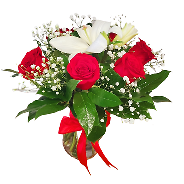 6 Red Roses in Vase