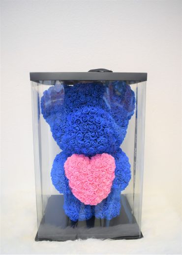 Standing Blue Rose Bear