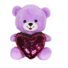 10\" Purple Bear Sequin Heart