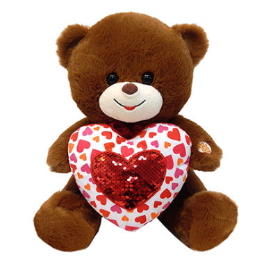 12\" Dark Brown Bear With Heart