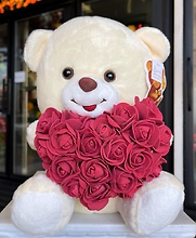 10\" Beige Bear Rose-Heart
