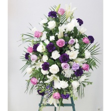 Funeral Spray &#8211; Purple &#038; White Flowers
