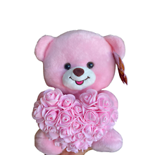 10\" Pink Bear W/ Rose Heart