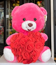10\" Pink Bear Rose-Heart