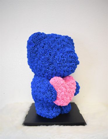 Standing Blue Rose Bear