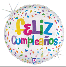 \"Feliz Cumpleaños\" Holographic Mylar Balloon