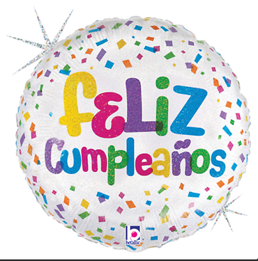 \"Feliz Cumpleaños\" Holographic Mylar Balloon