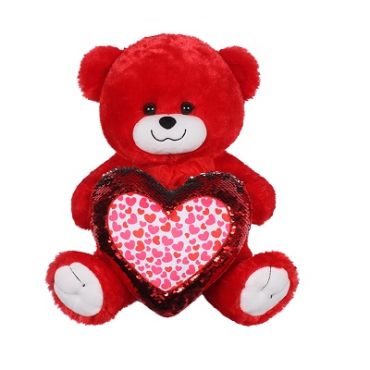 14\" Red Bear With Heart
