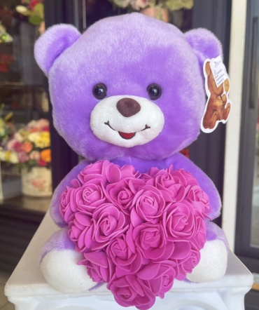 10\" Purple Bear Rose-Heart