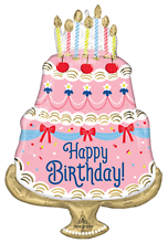 28\" Birthday Cake Cherries on Top Jumbo Mylar