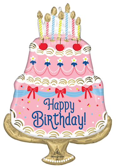 28\" Birthday Cake Cherries on Top Jumbo Mylar