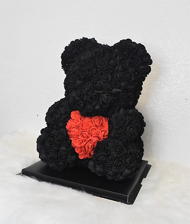 M-Black Red Heart Rose Bear
