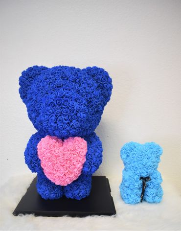 Standing Blue Rose Bear