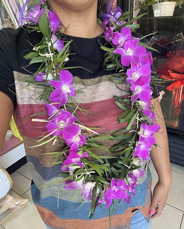 Orchid Lei with greens