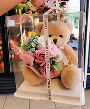 Bear With Pink Bouquet