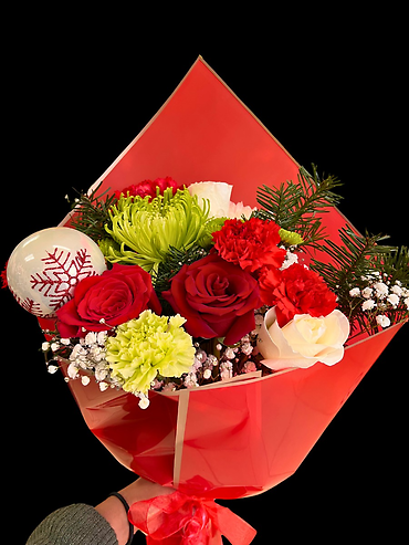 Red Holiday Wrapped Bouquet