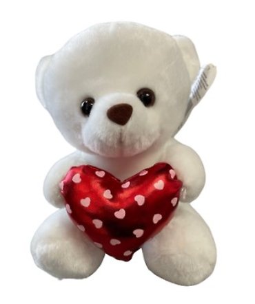 8\" White Bear w/Heart