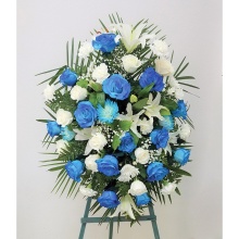 Funeral Spray &#8211; Blue &#038; White Flowers