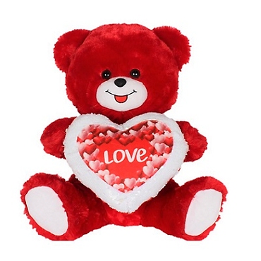 18\" RED BEAR WITH HEART