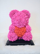 M-Hot Pink Red Heart Rose Bear