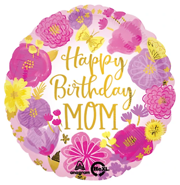 \"Happy Birthday Mom\" Mylar Balloon
