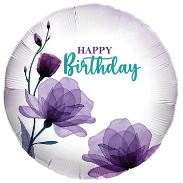 Purple Flowers Birthday Mylar