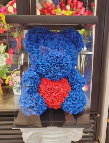 M-Red Heart Blue Rose Bear