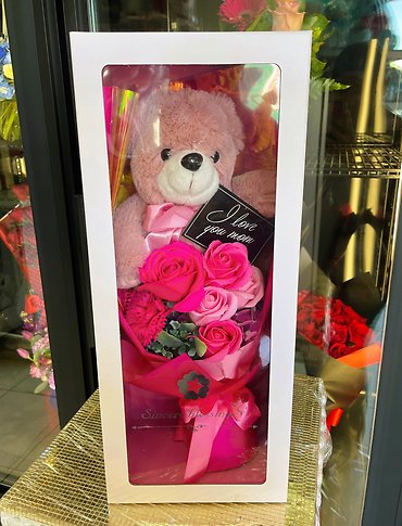 Hot Pink Soap Box with Bear