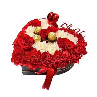 CARNATIONS AND ROSES MEDIUM HEART