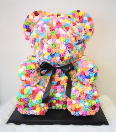 Jumbo Rainbow Rose Bear