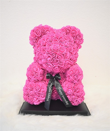 M-Hot Pink Rose Bear